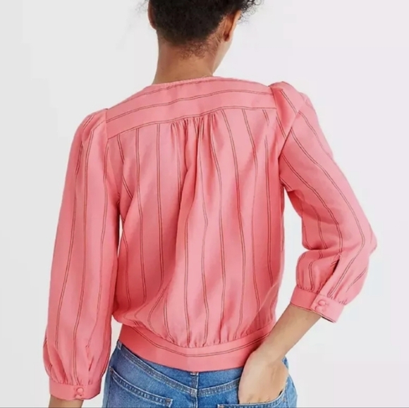 Madewell Wrap Top In Cecilia Stripe - Size L - Picture 4 of 9